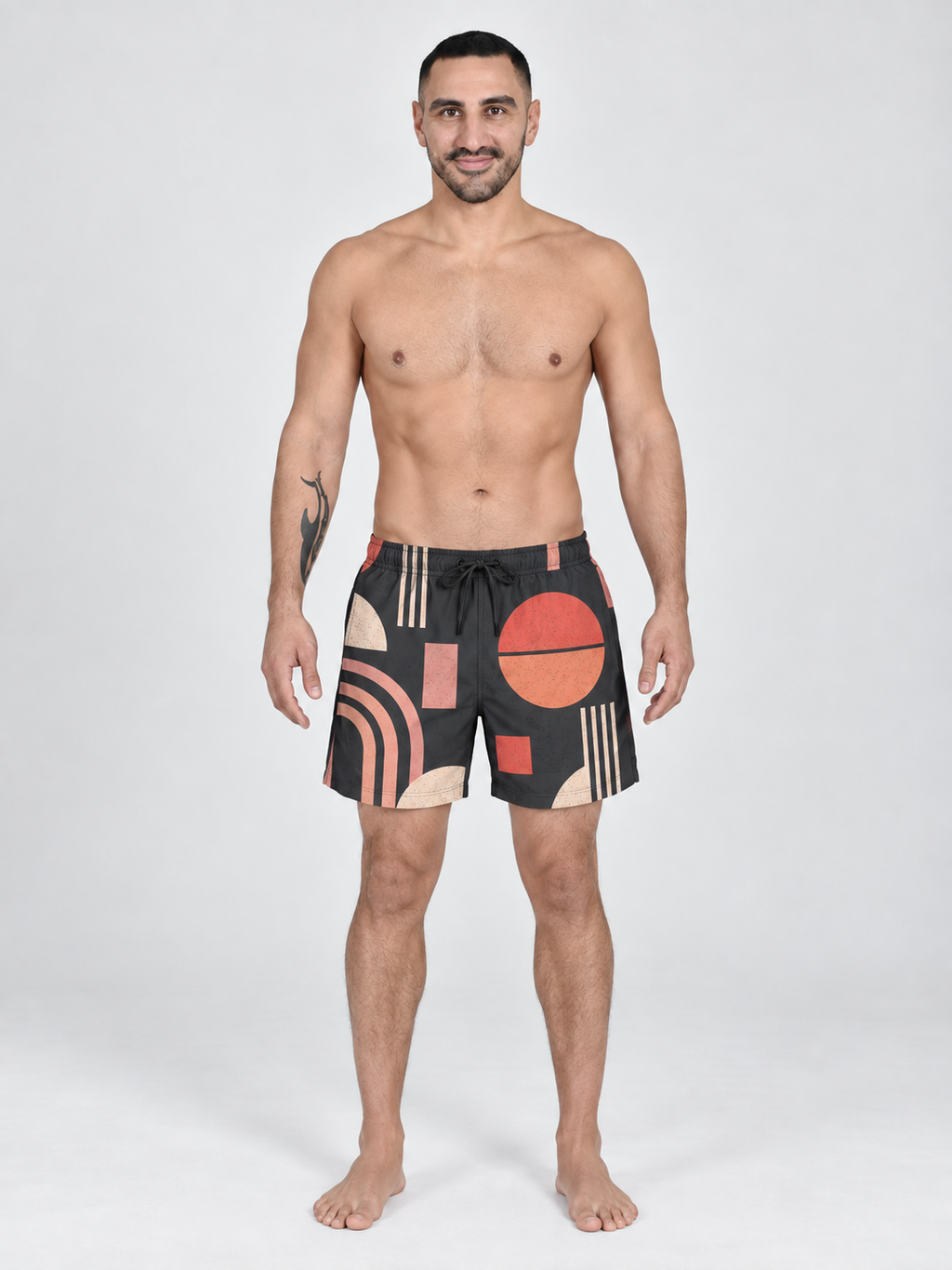 Buen Nado Men's Swim Shorts – Bauhaus Sunset front view