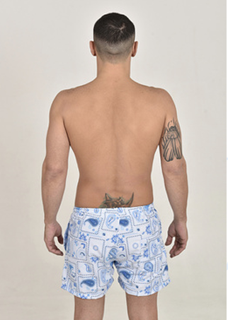 Buen Nado Men's Swim Shorts – Blue Mosque back view