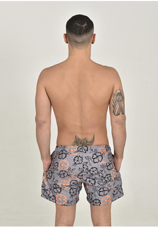 Buen Nado Men's Swim Shorts – Grey Floral back view
