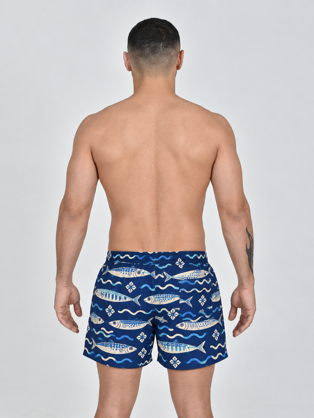 Back view of Buen Nado men's Jaffa Catch swim shorts