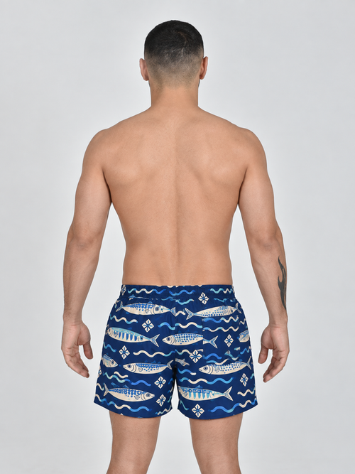 Back view of Buen Nado men's Jaffa Catch swim shorts